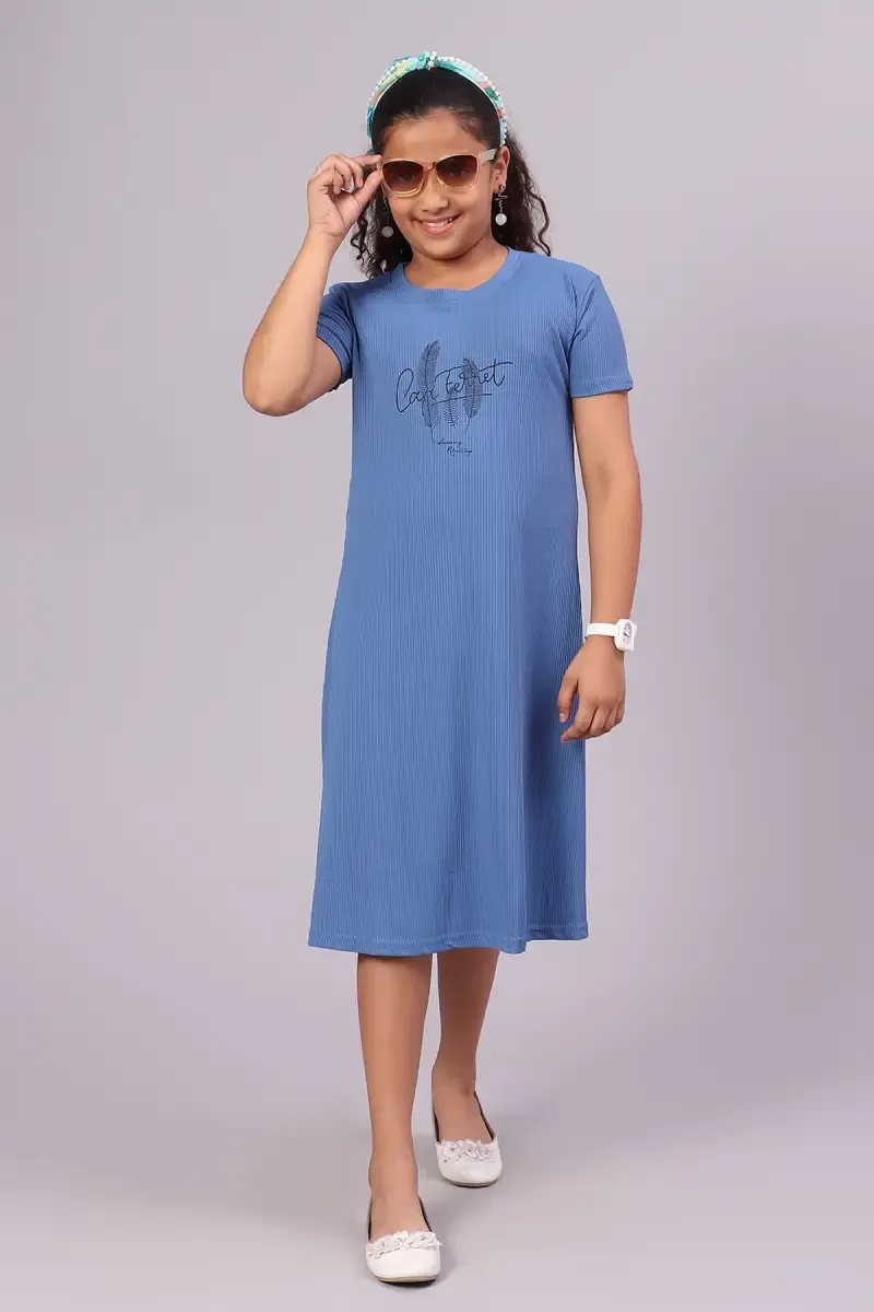 Girl's Lycra Printed Top (9 - 16 Yrs) 018090910YRSBLU
