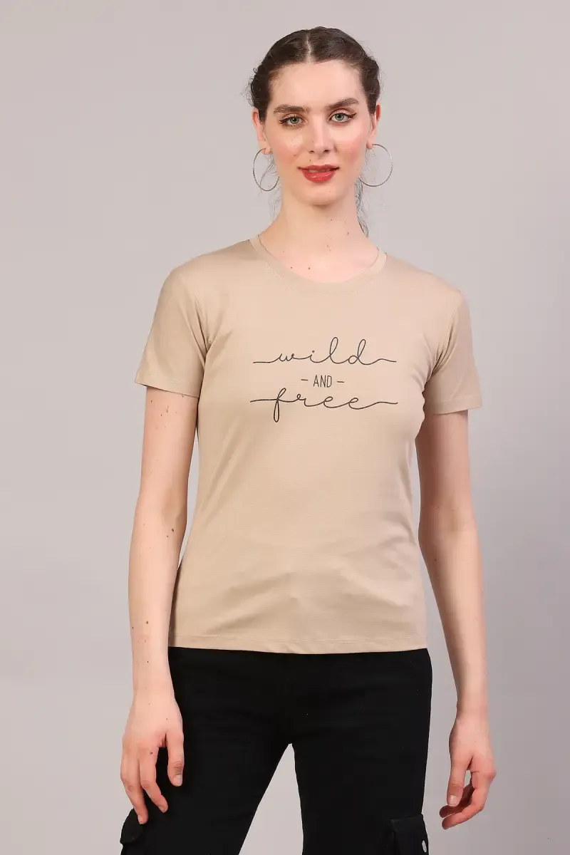 Cotton Blend Printed T-Shirt for Women 018102LBEI