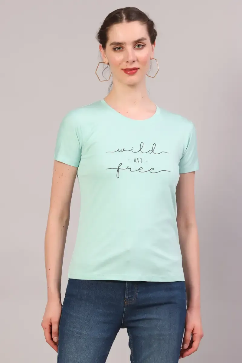 Cotton Blend Printed T-Shirt for Women 018102XXLGRE