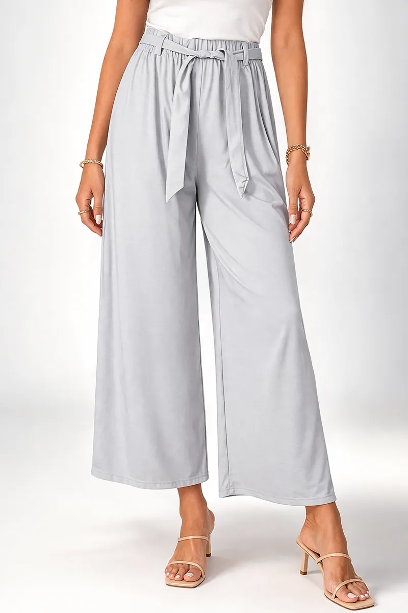 Cotton Blend Solid Palazzos for Women  018108LIGGREL