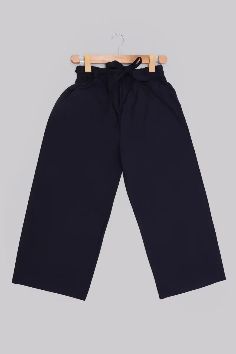 Cotton Blend Solid Palazzos for Women  018108NAVBLUL