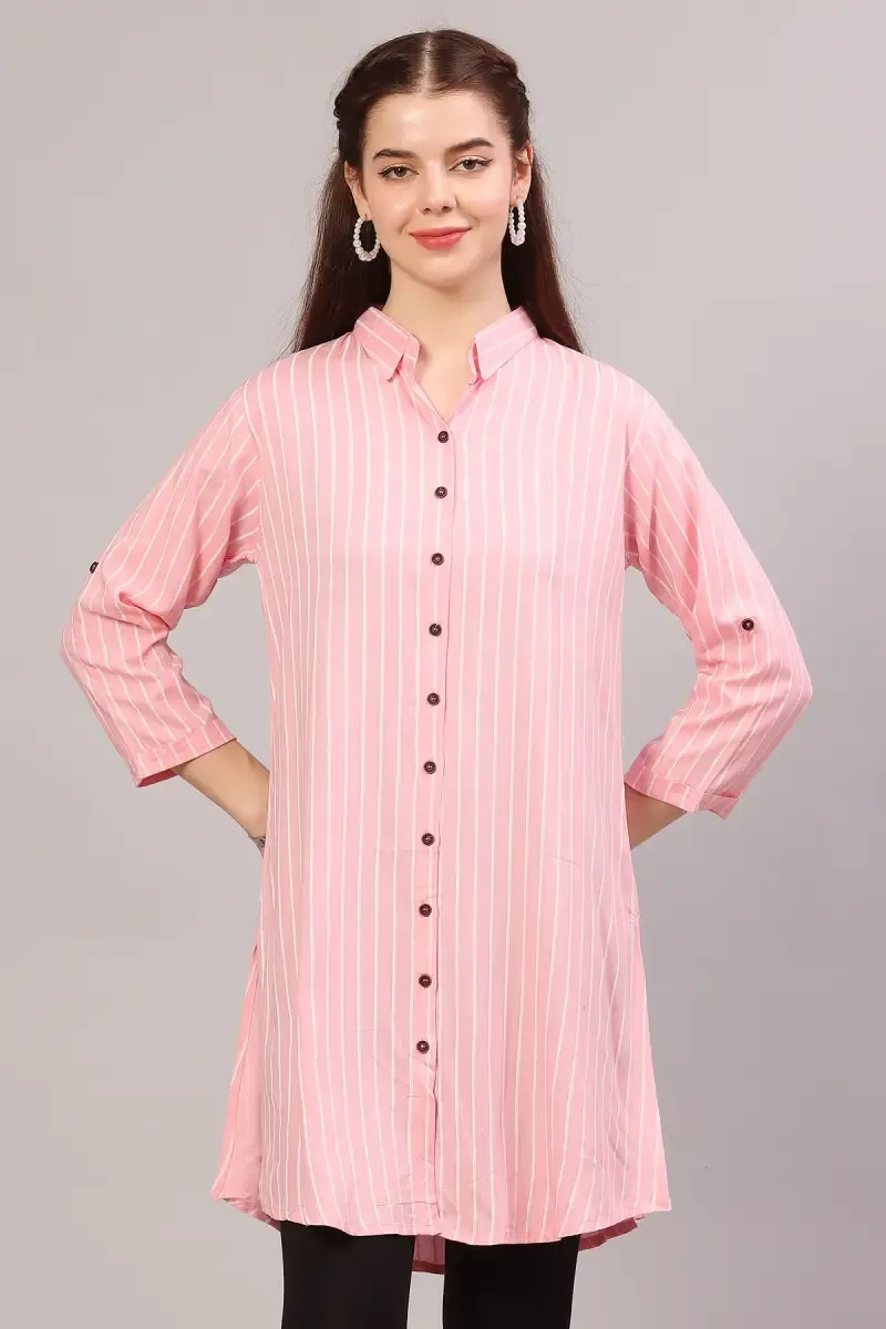Cotton Striped Kurti for Women  018140XLBABPIN