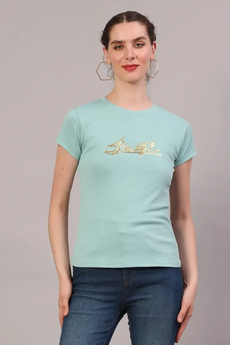 Cotton Blend Printed T-Shirt for Women 018152XXLAQU