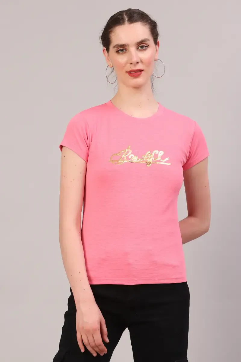 Cotton Blend Printed T-Shirt for Women 018152XXLPIN