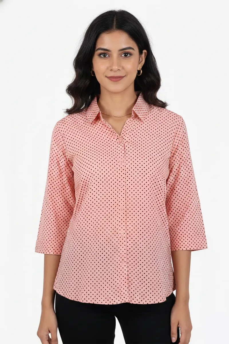 Georgette Polka Dot Print Shirt for Women