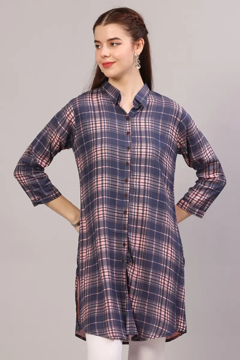 Cotton Checkered Kurti for Women