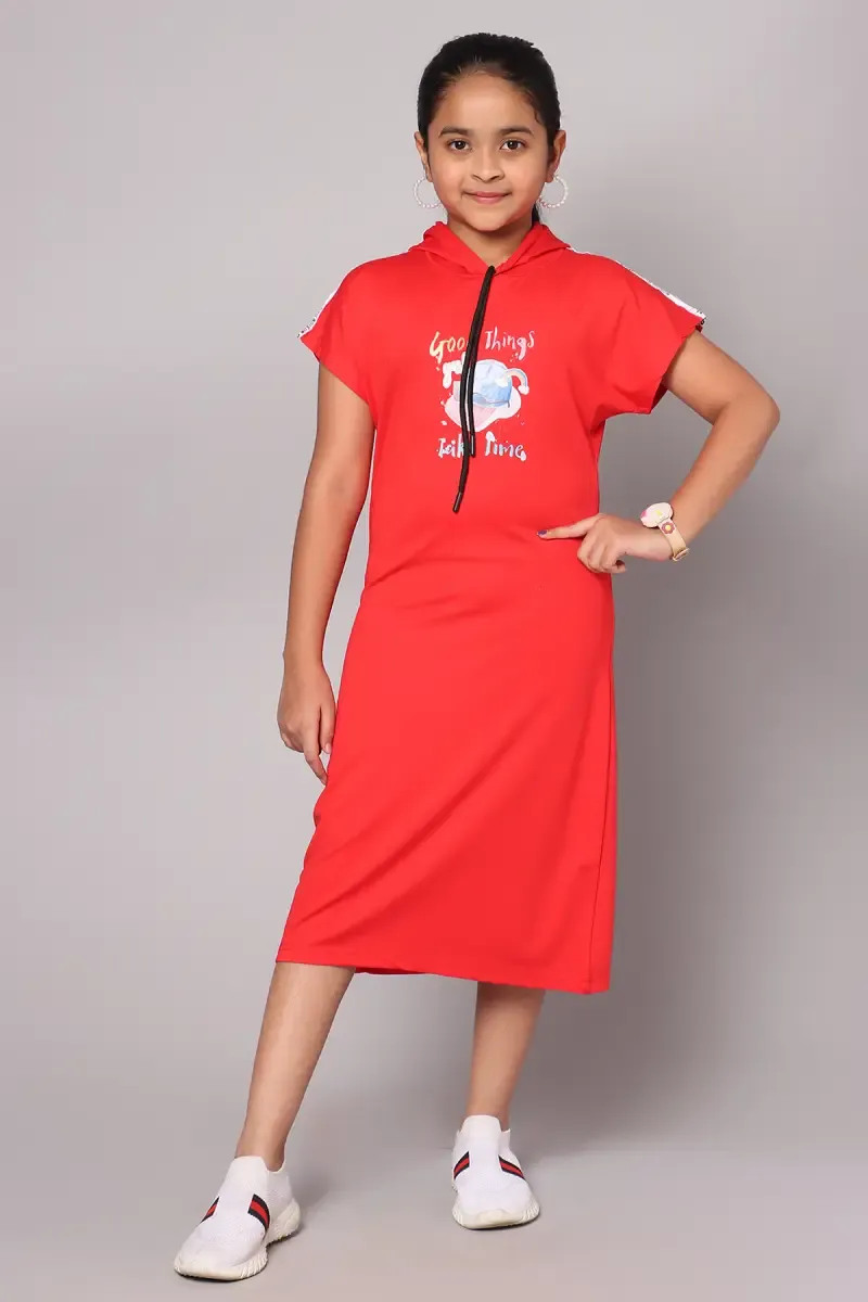 Girl's Cotton Blend Printed Tops (3-16 Yrs) 01817678YRSRED