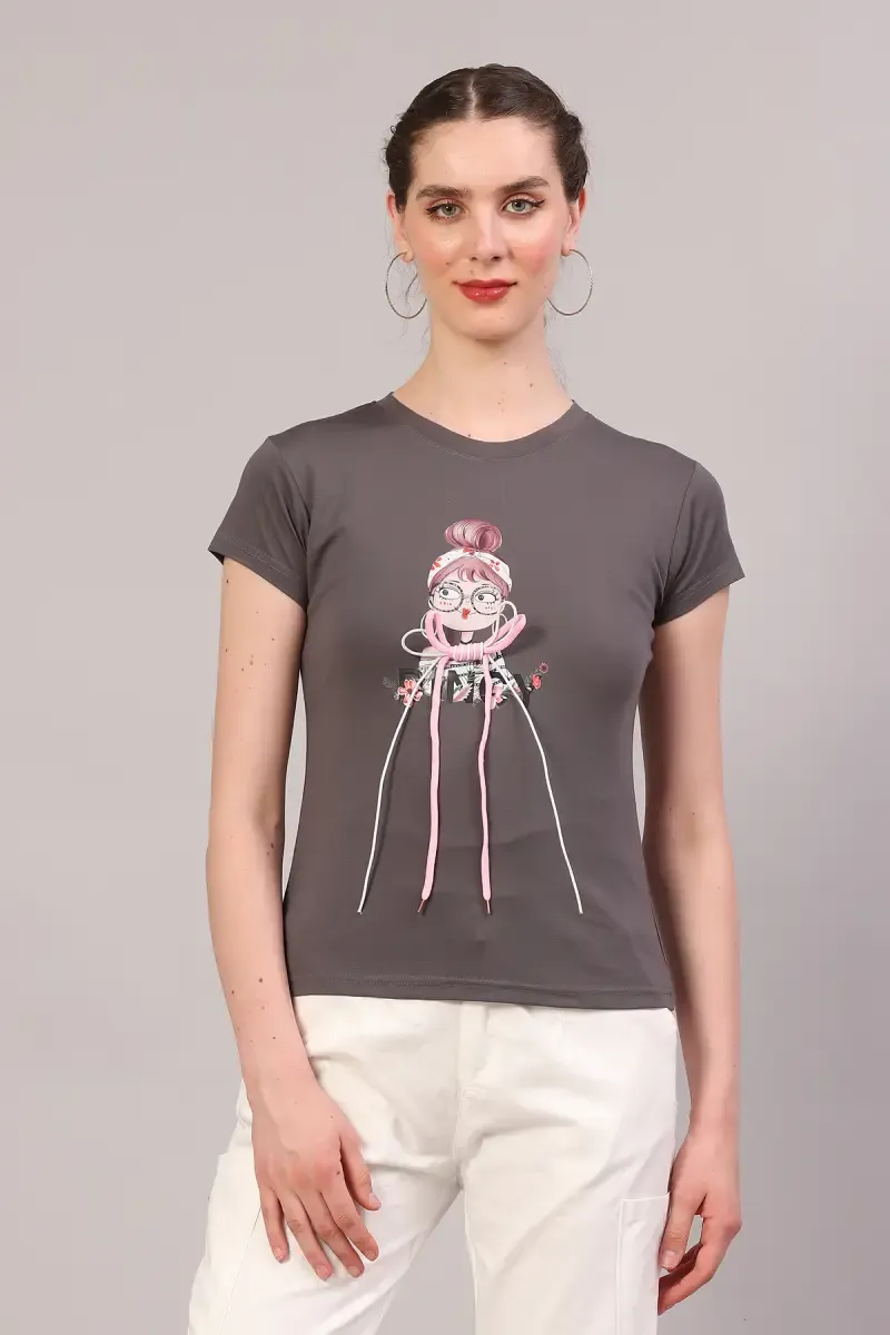 Cotton Blend Printed T-Shirt for Women