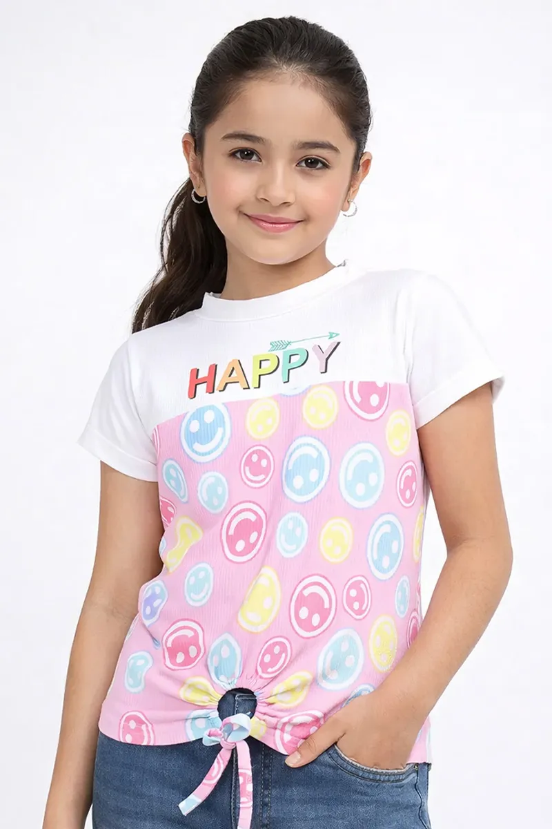 Cotton Blend Conversational Printed T-Shirt for Girl (3-16 Yrs) 018219910YRSPIN