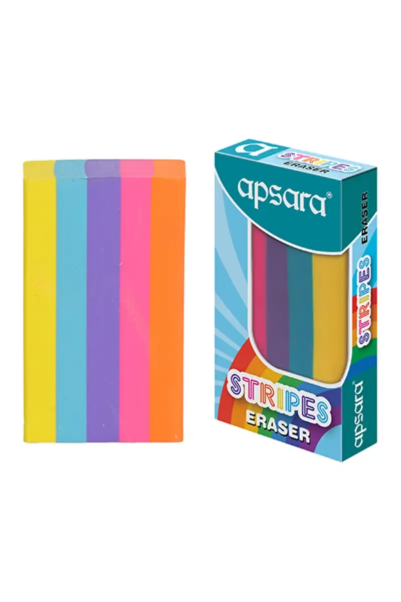 Apsara Stripes Non Dust Eraser Multicolor - 10pc (Pack of 1)