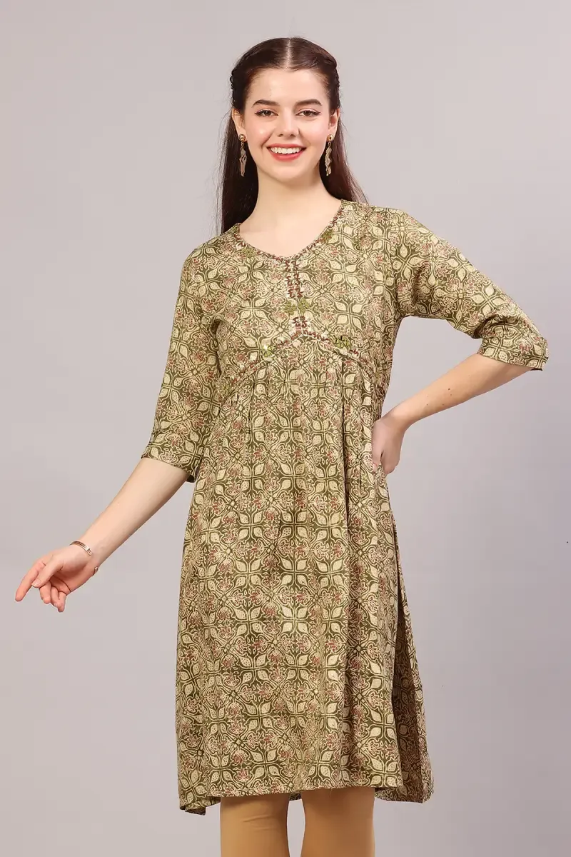 Cotton Printed Kurti for Women 018268XXLGRE