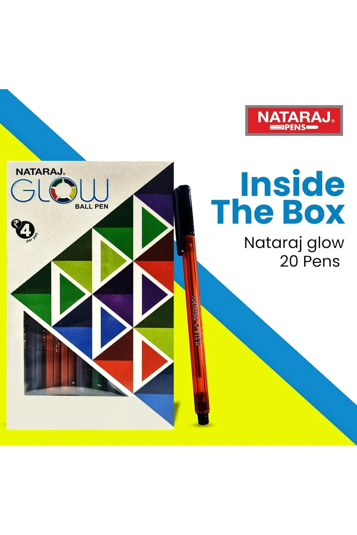Nataraj Glow Ball Pen (Blue) - Pack of 20