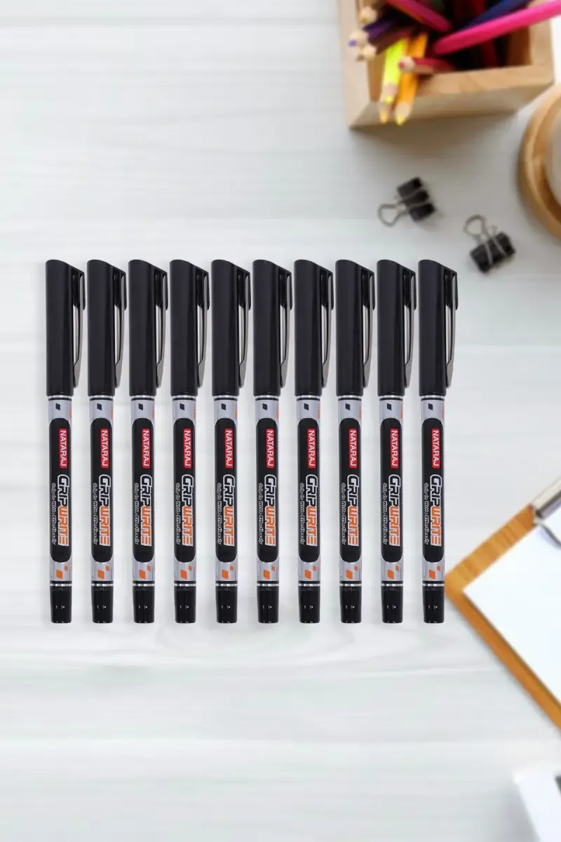 Nataraj Grip write Ball Pen (Black) - Pack of 10 