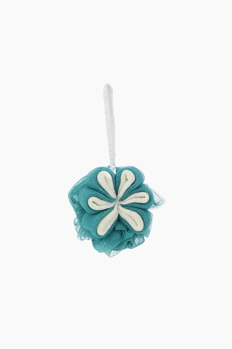 Flower Shape Bath Shower Sponge Pouf Loofahs (Blue) - Pack of 1