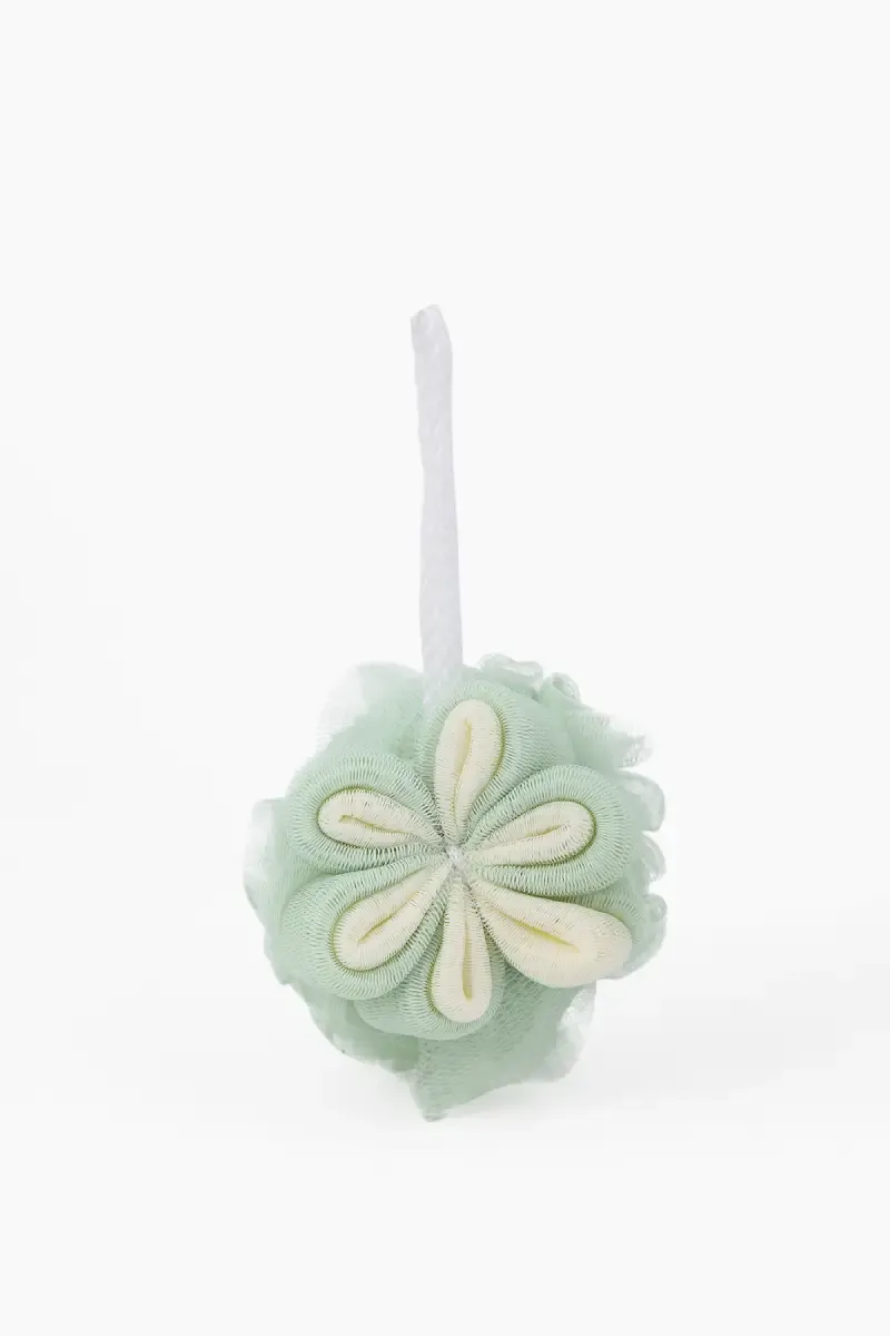 Flower Shape Bath Shower Sponge Pouf Loofahs (Green) - Pack of 1