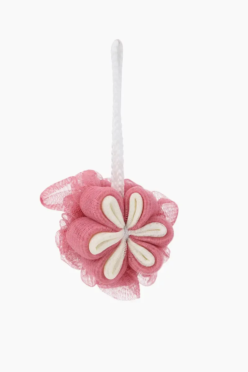 Flower Shape Bath Shower Sponge Pouf Loofahs (Pink) - Pack of 1