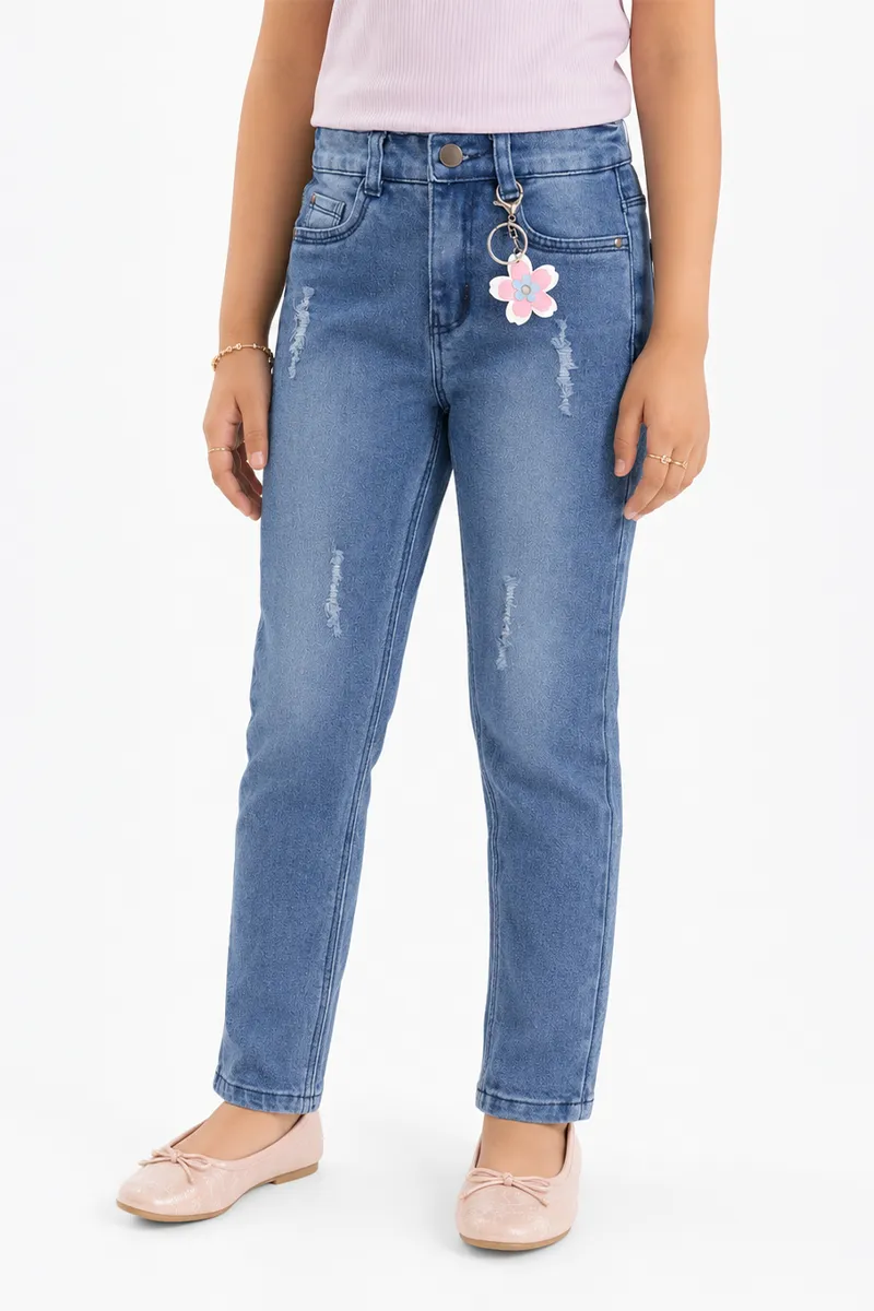 Girl's Denim Solid Mid Rise Jeans