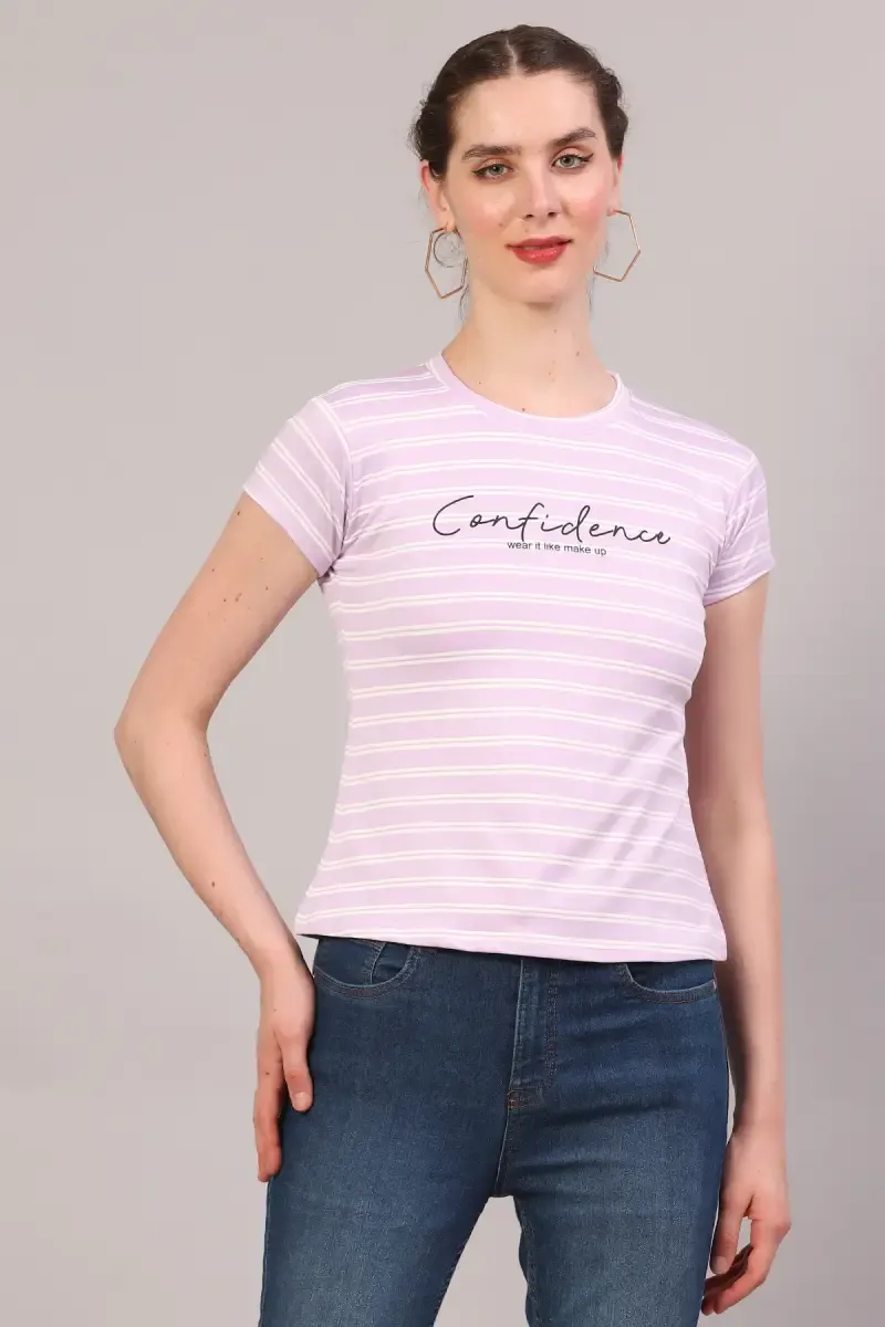 Cotton Blend Printed T-Shirt for Women 018386XXLLAV