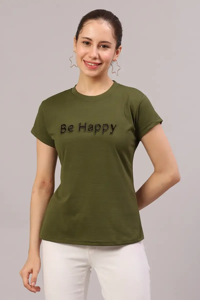 Lycra Embossed T-Shirt for Women