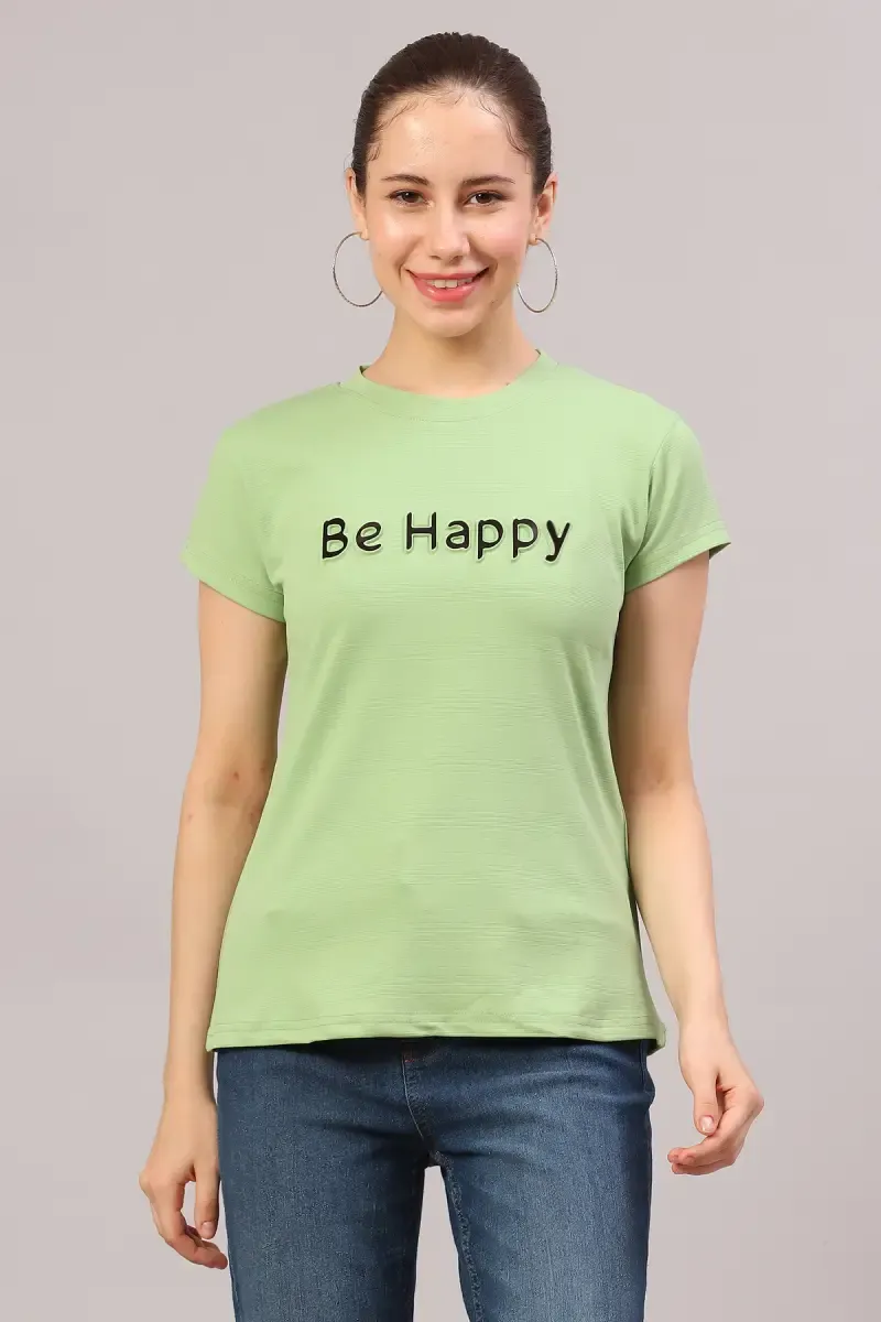 Lycra Embossed T-Shirt for Women 018408LLIGGRE
