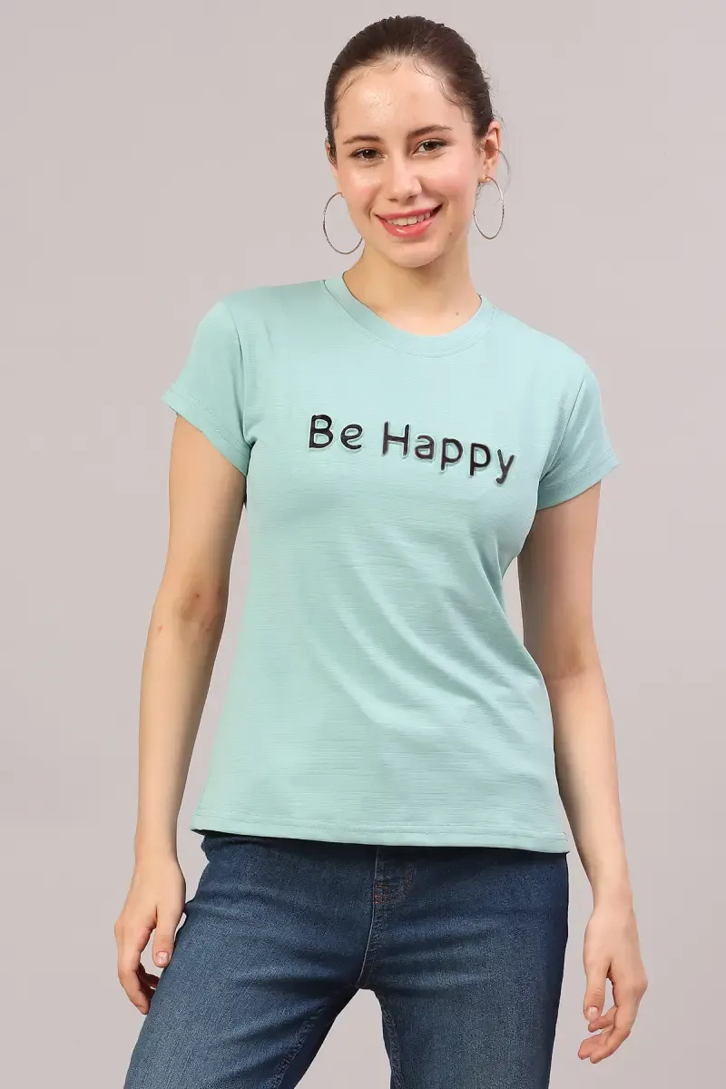 Lycra Embossed T-Shirt for Women