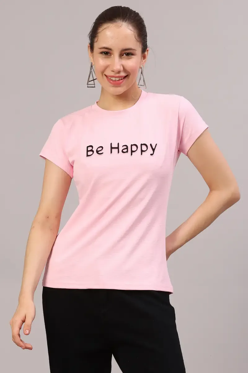 Lycra Embossed T-Shirt for Women