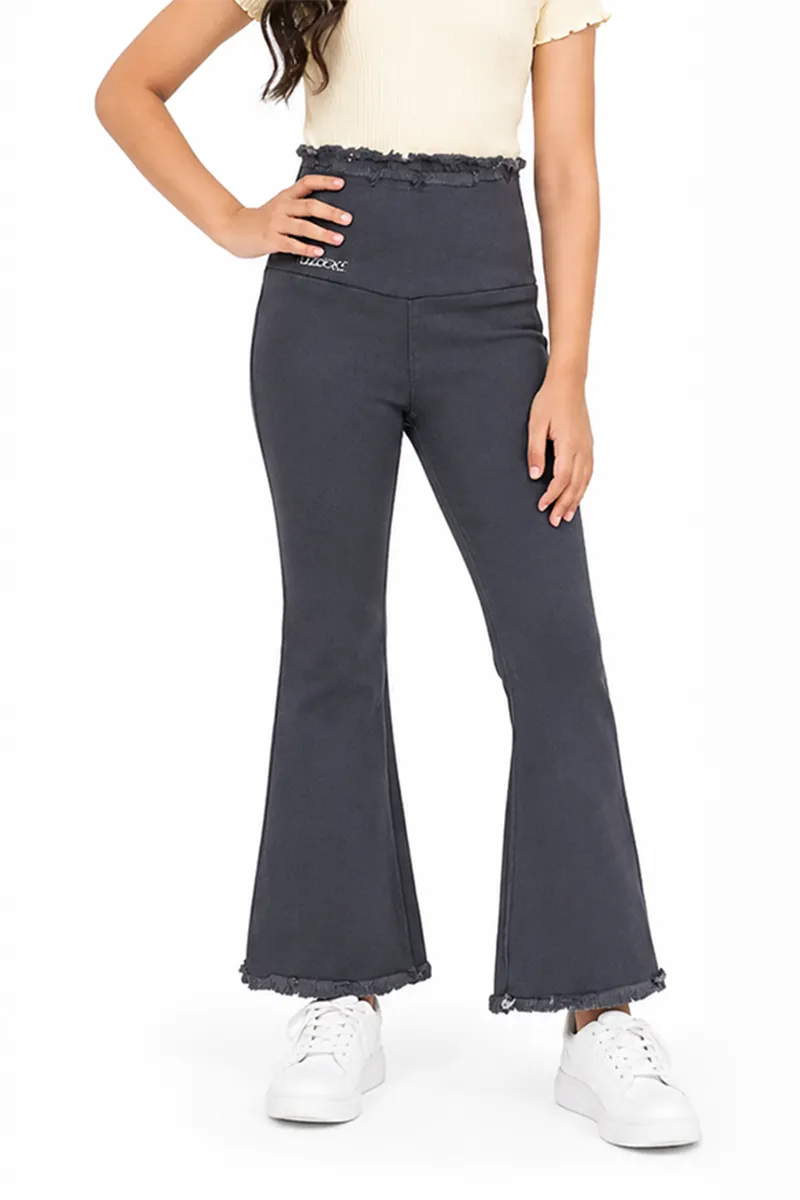 Girl's Denim Solid Wide Leg Jeans