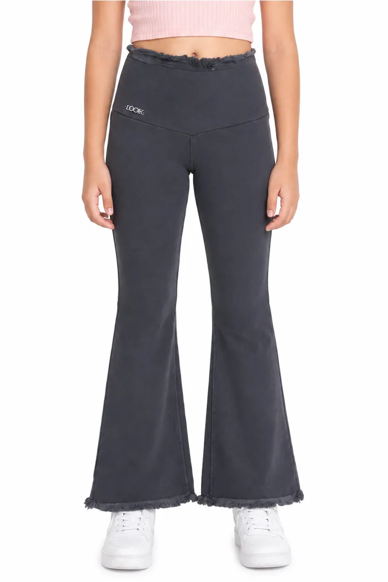 Girl's Denim Solid Wide Leg Jeans