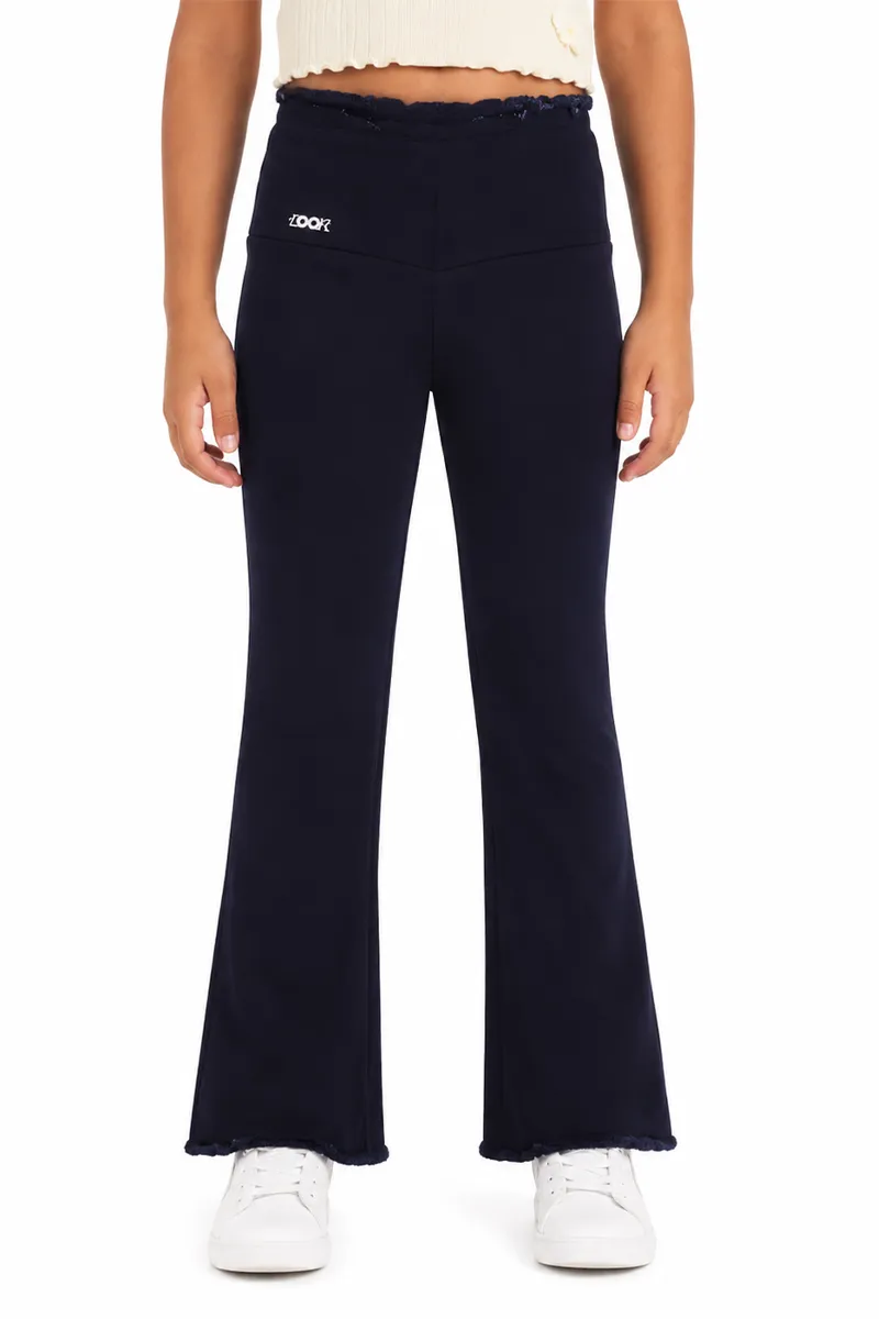 Girl's Denim Solid Wide Leg Jeans