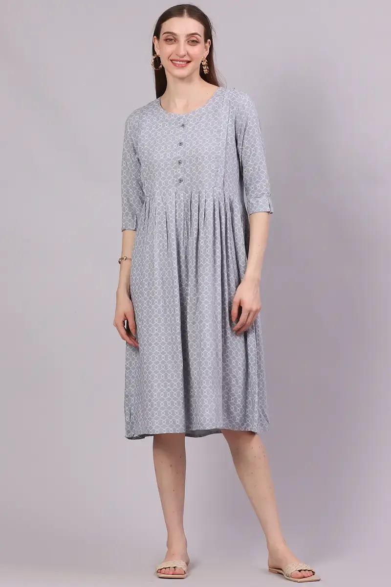 Rayon Printed Maternity Dress for Women 018430XXLGRE