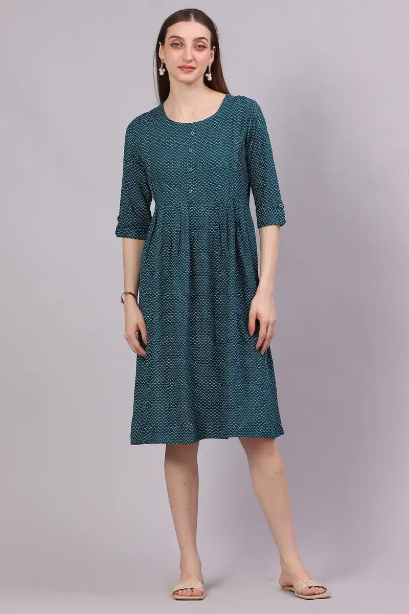 Rayon Printed Maternity Dress for Women 018435XLTEA