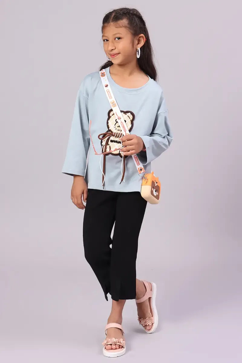 Lycra Solid T-Shirt for Girl (3-16 Yrs) 0184371516YRSBLUGRA