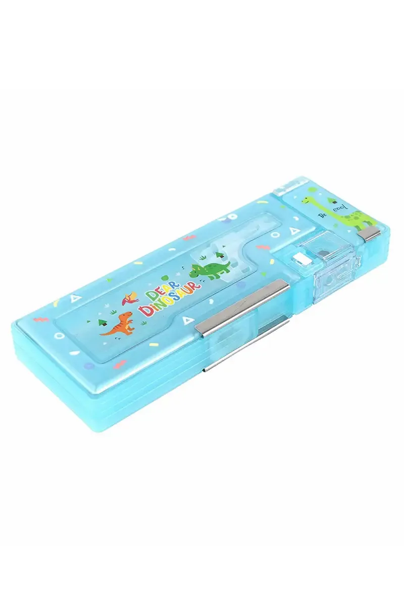Plastic EVA Dinosaur Printed Pencil Case - Blue