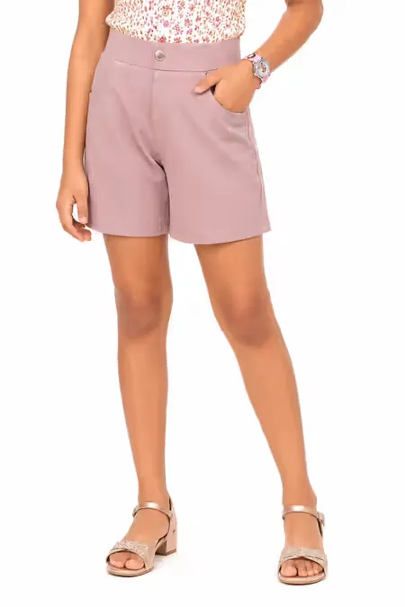 Girl's Lycra Solid Shorts (3-16 Yrs) 018446DUSPIN56YRS