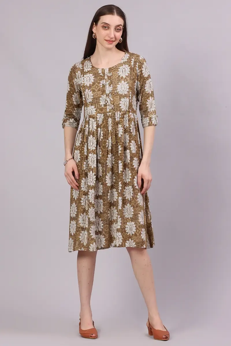 Rayon Printed Maternity Dress for Women 018448XLOLI