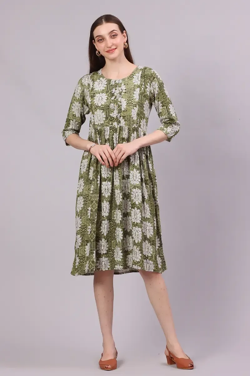 Rayon Printed Maternity Dress for Women 018448XXLGRE