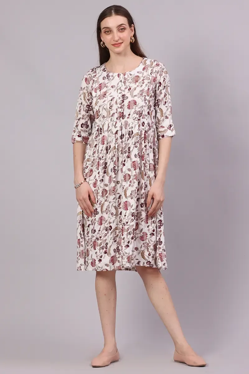 Rayon Printed Maternity Dress for Women 018449XLDUSPIN
