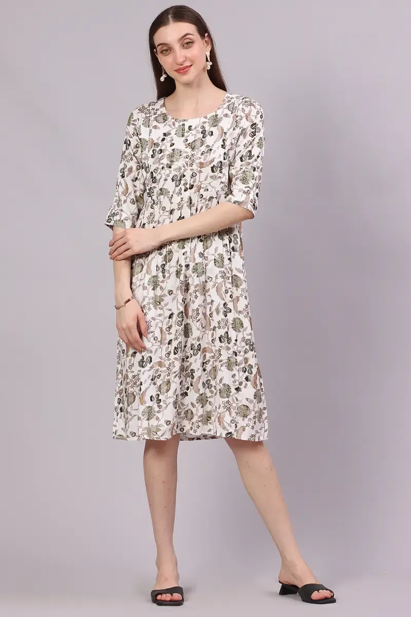 Rayon Printed Maternity Dress for Women 018449XLGRE