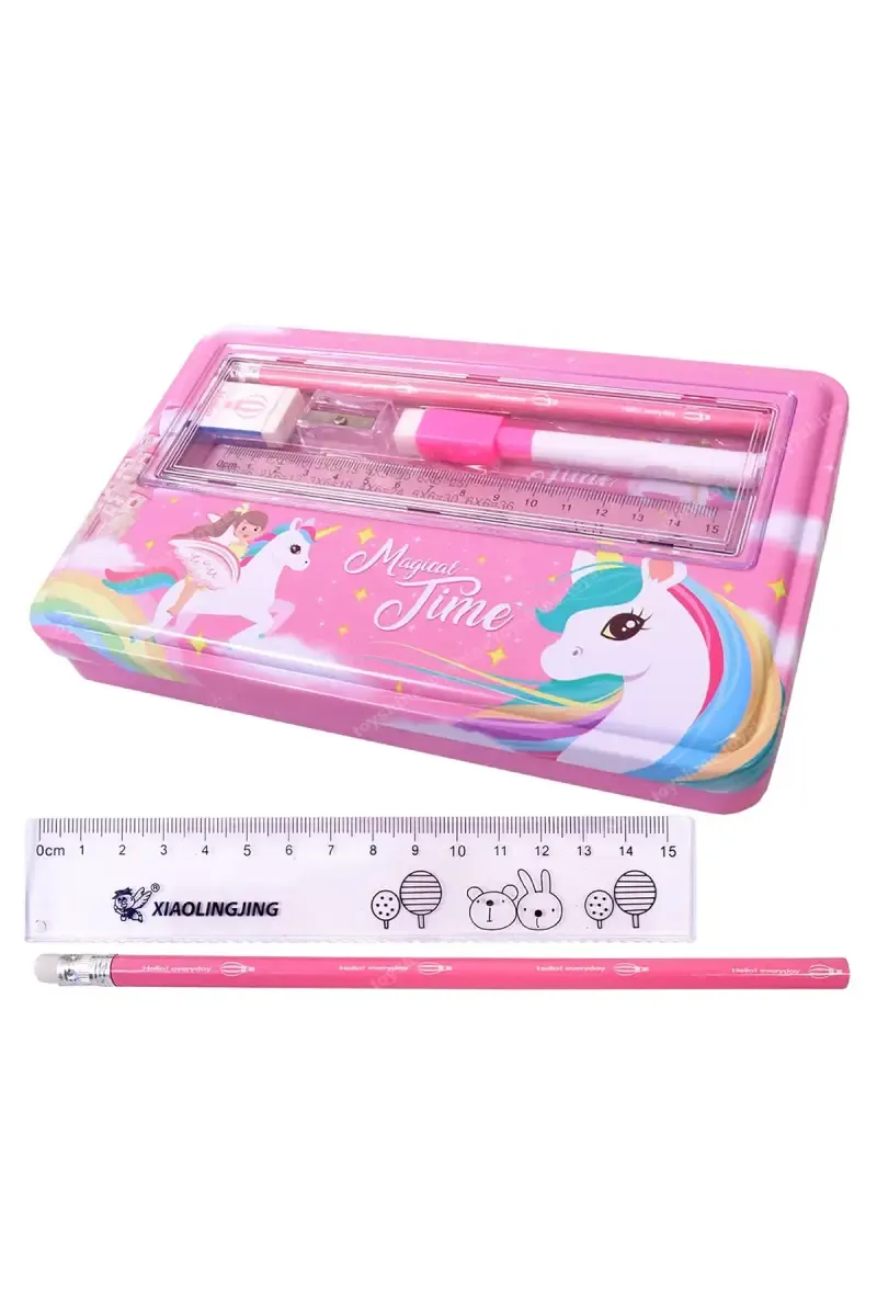 Magical Time Printed Metal Pencil Case for Kids (Pink) - Pack of 1 018479PIN