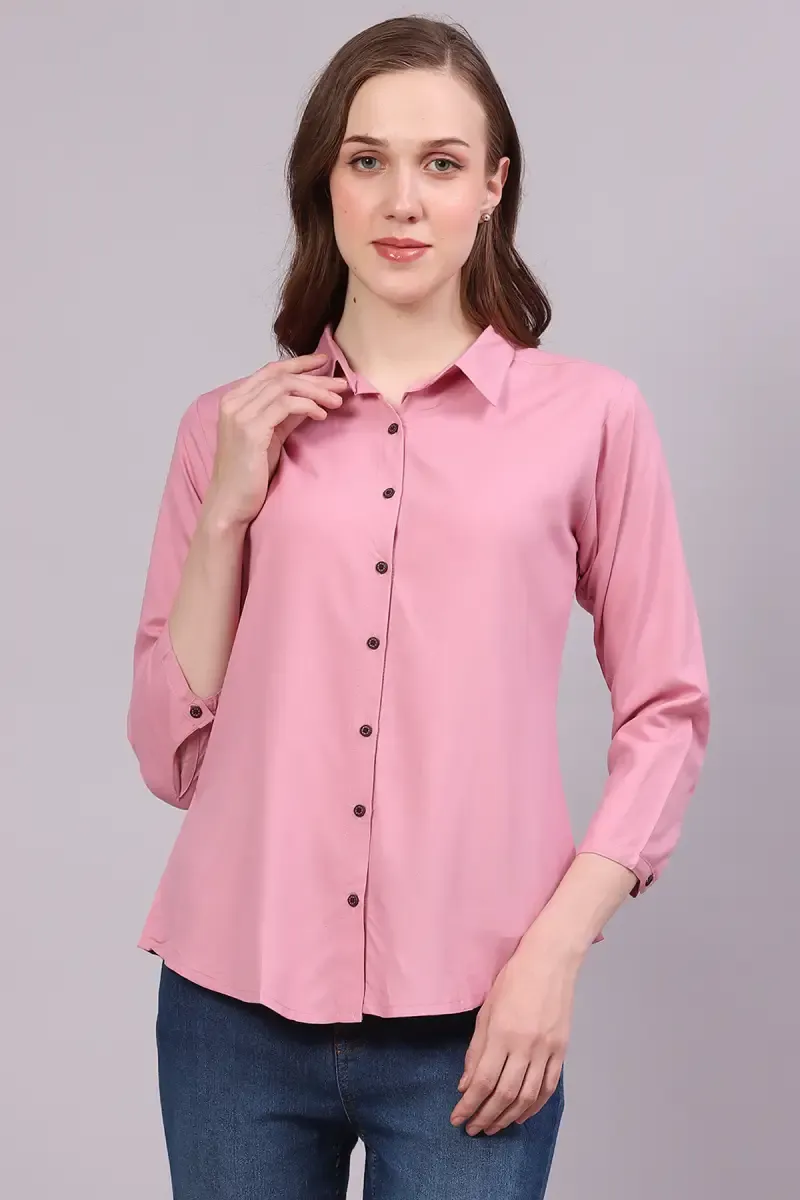 Polyester Solid Shirt for Women 018494LPIN