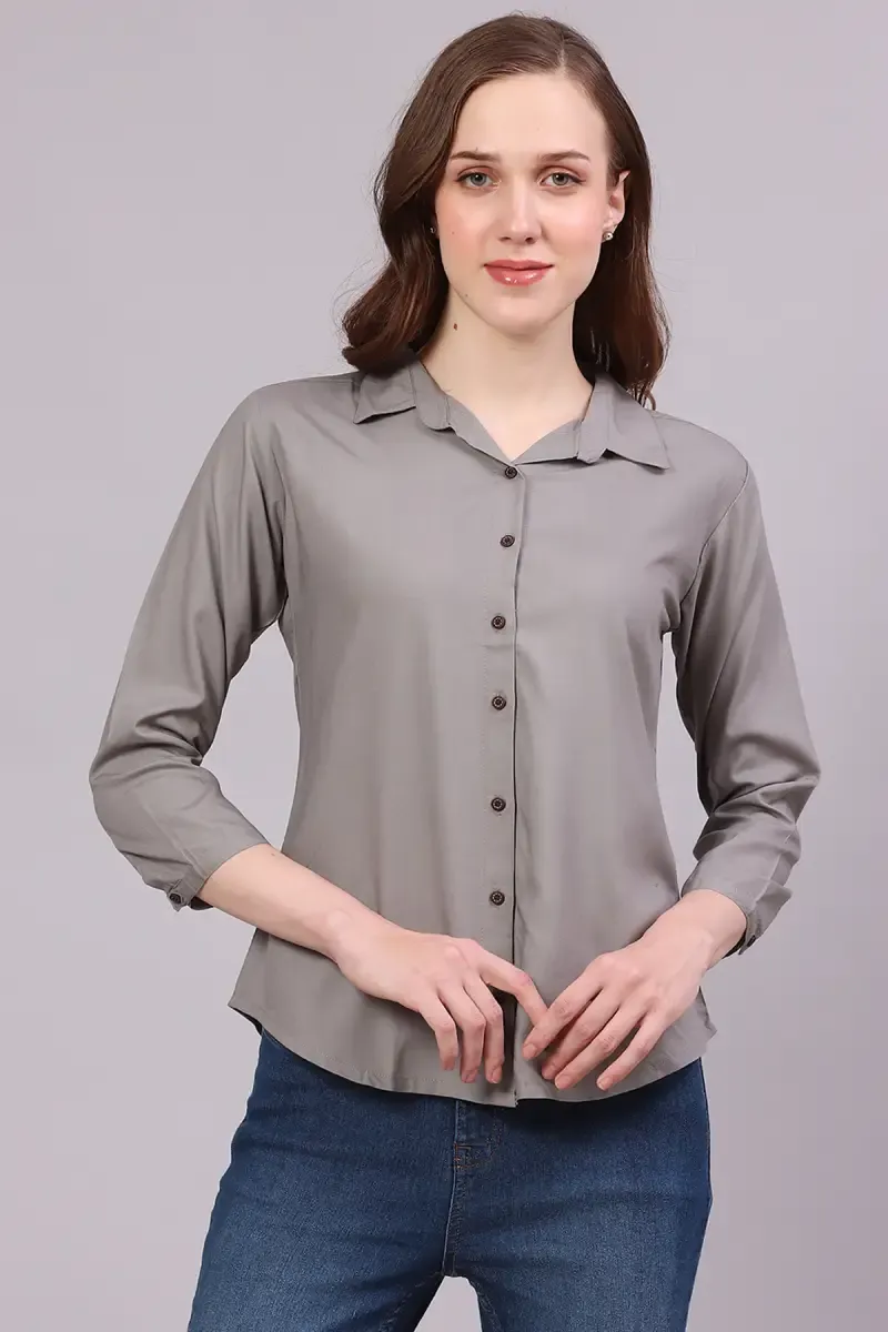 Polyester Solid Shirt for Women 018494XLGRE