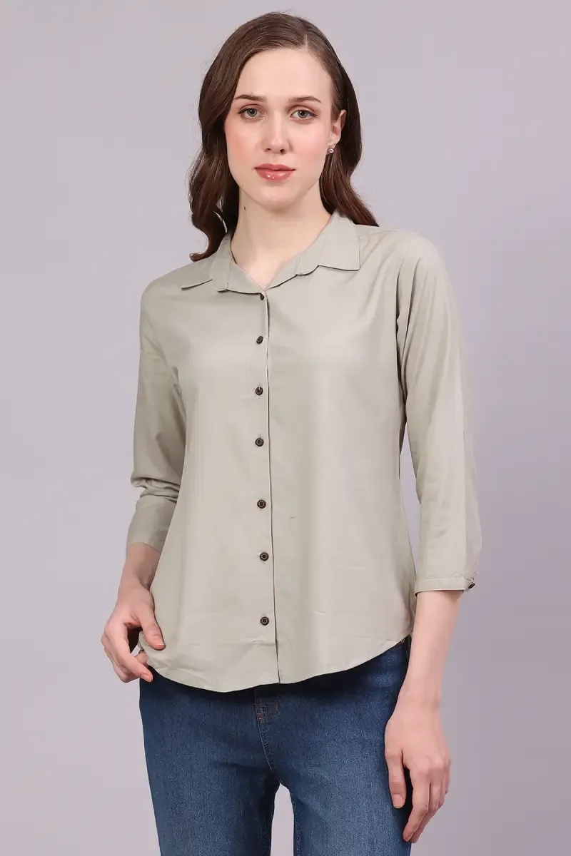 Polyester Solid Shirt for Women 018494XLLIGGRE
