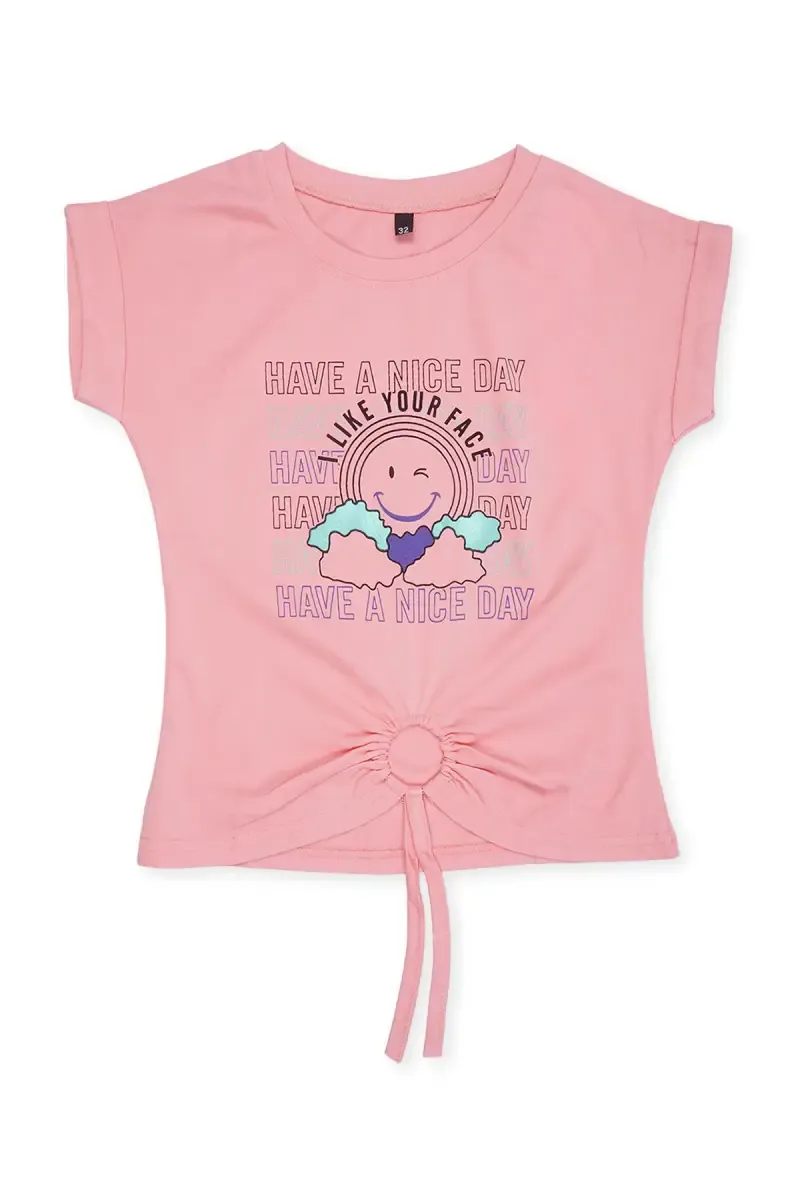 Girl's Lycra Printed Short Sleeve T-Shirt 01851356YRSPEA