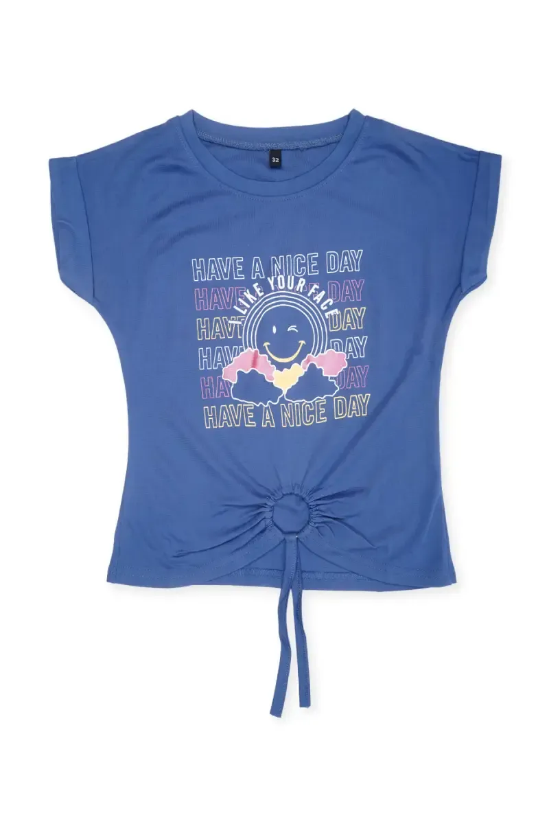 Girl's Lycra Printed Short Sleeve T-Shirt 018513910YRSBLUGRE