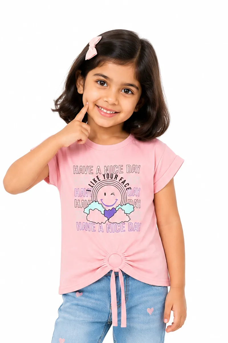 Girl's Lycra Printed Short Sleeve T-Shirt 018513910YRSPEA