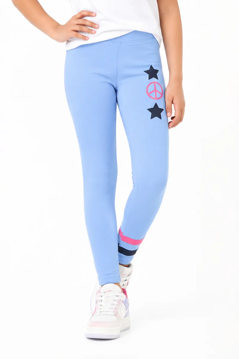 Girl's Cotton Lycra Printed Jeggings