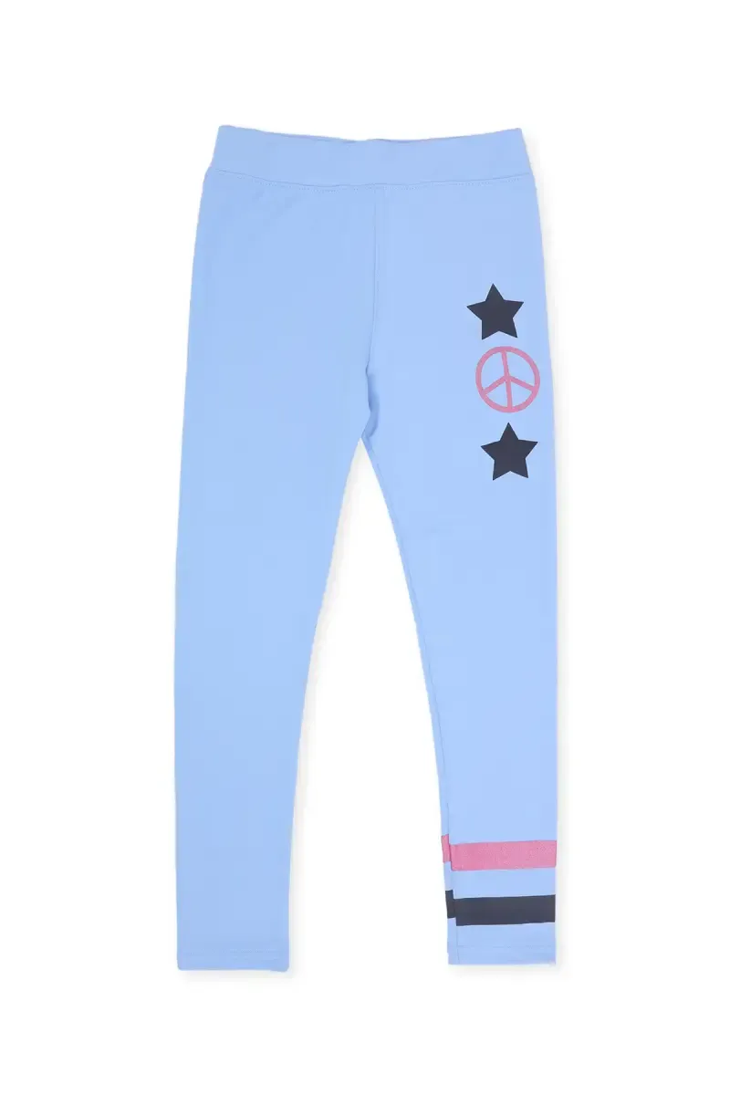 Girl's Cotton Lycra Printed Jeggings  018534BLU910YRS