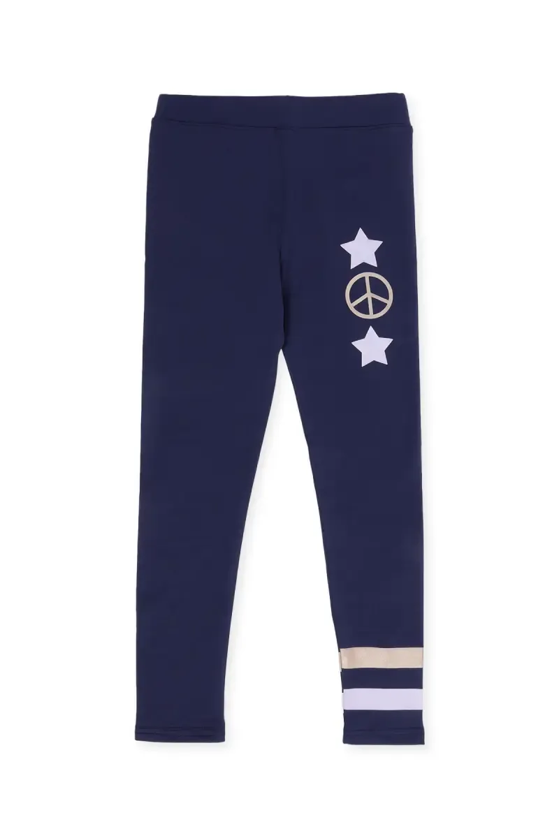 Girl's Cotton Lycra Printed Jeggings  018534NAVBLU56YRS