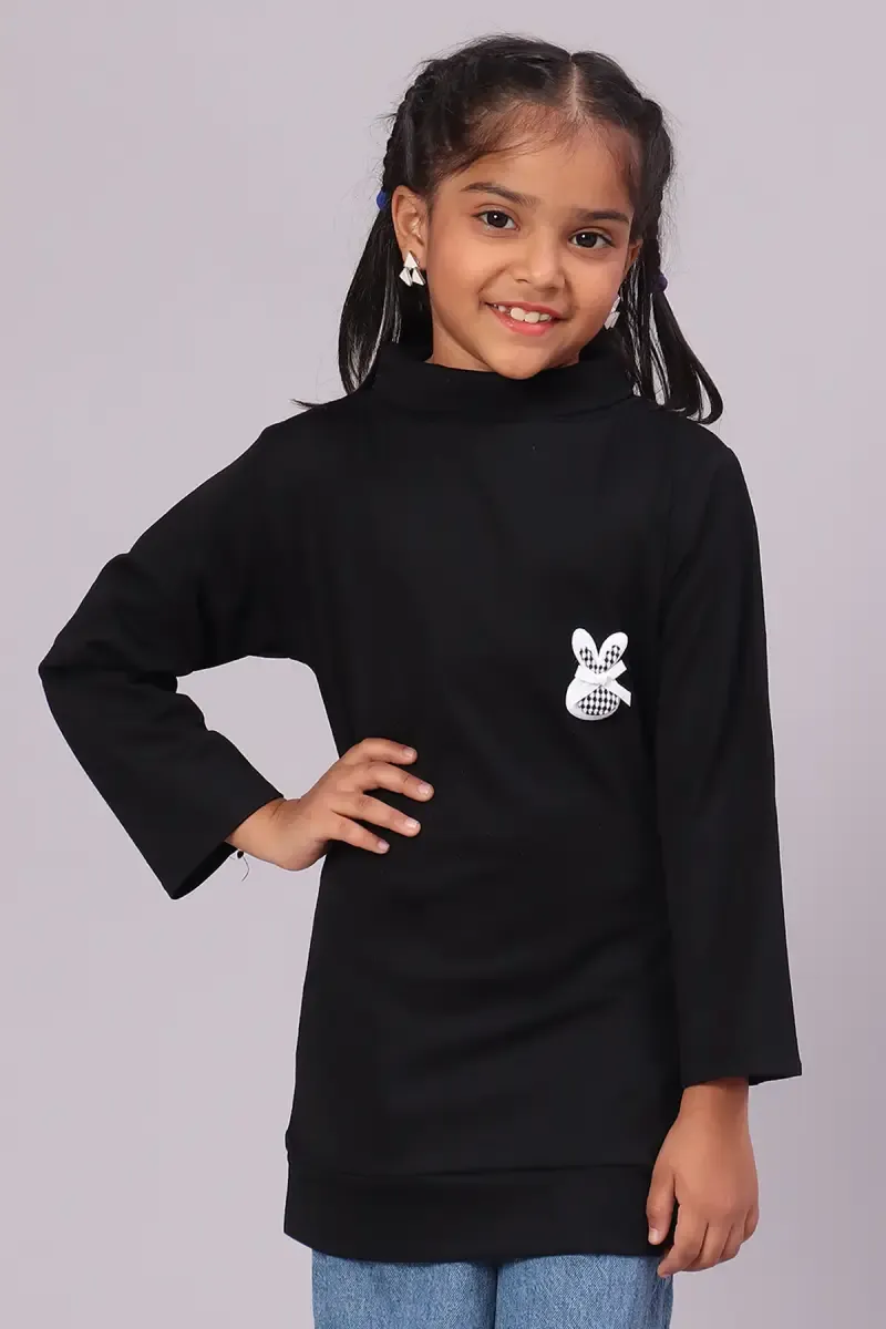 Lycra Solid T-Shirt for Girl (3-16 Yrs) 018544910YRSBLA