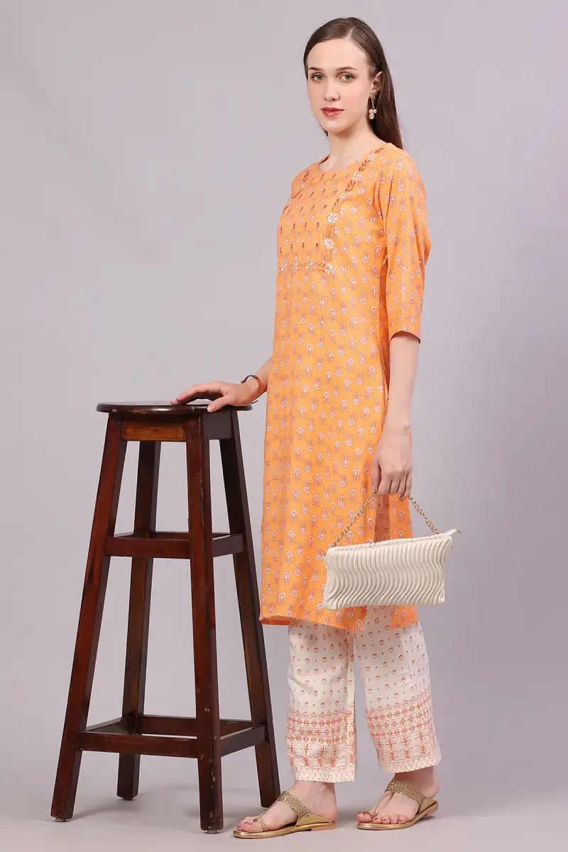 Cotton Embroidered Kurti with Palazzo Set for Women  018550XXLORA